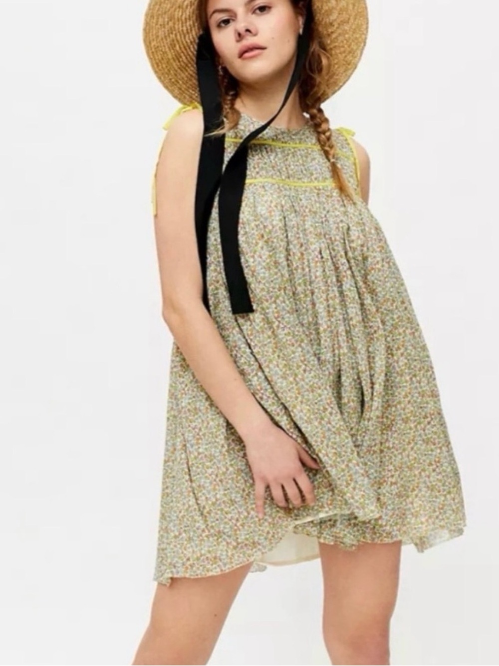 Kimchi Blue Yellow Floral Tie-Shoulder Sundress